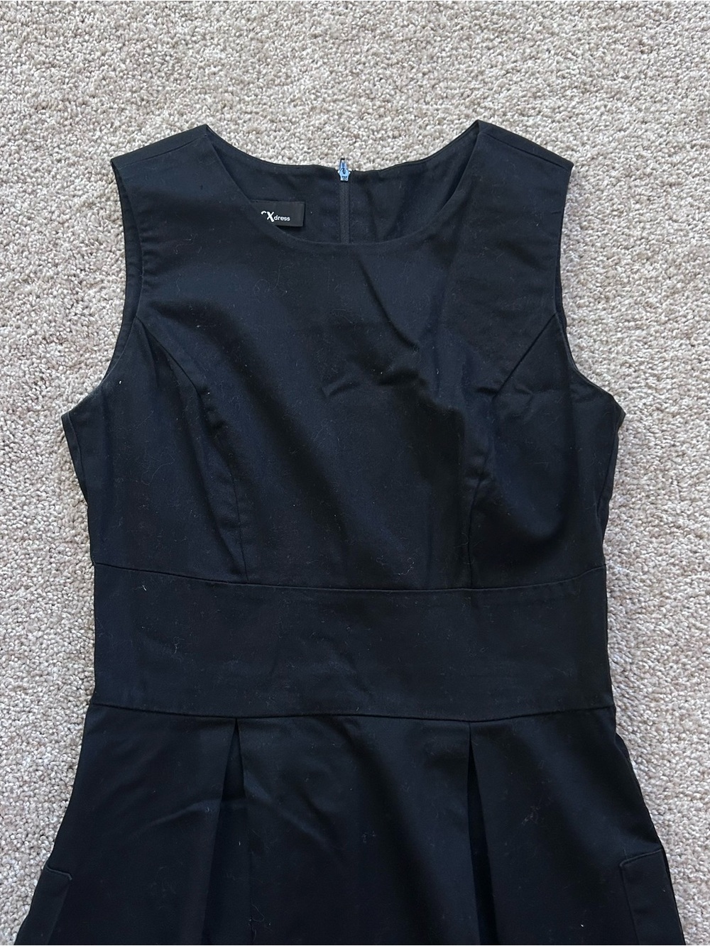 BCX Dress Size 3 Juniors Black Sleeveless Fit & Flare Pockets Cotton Blend LBD - Picture 2 of 8